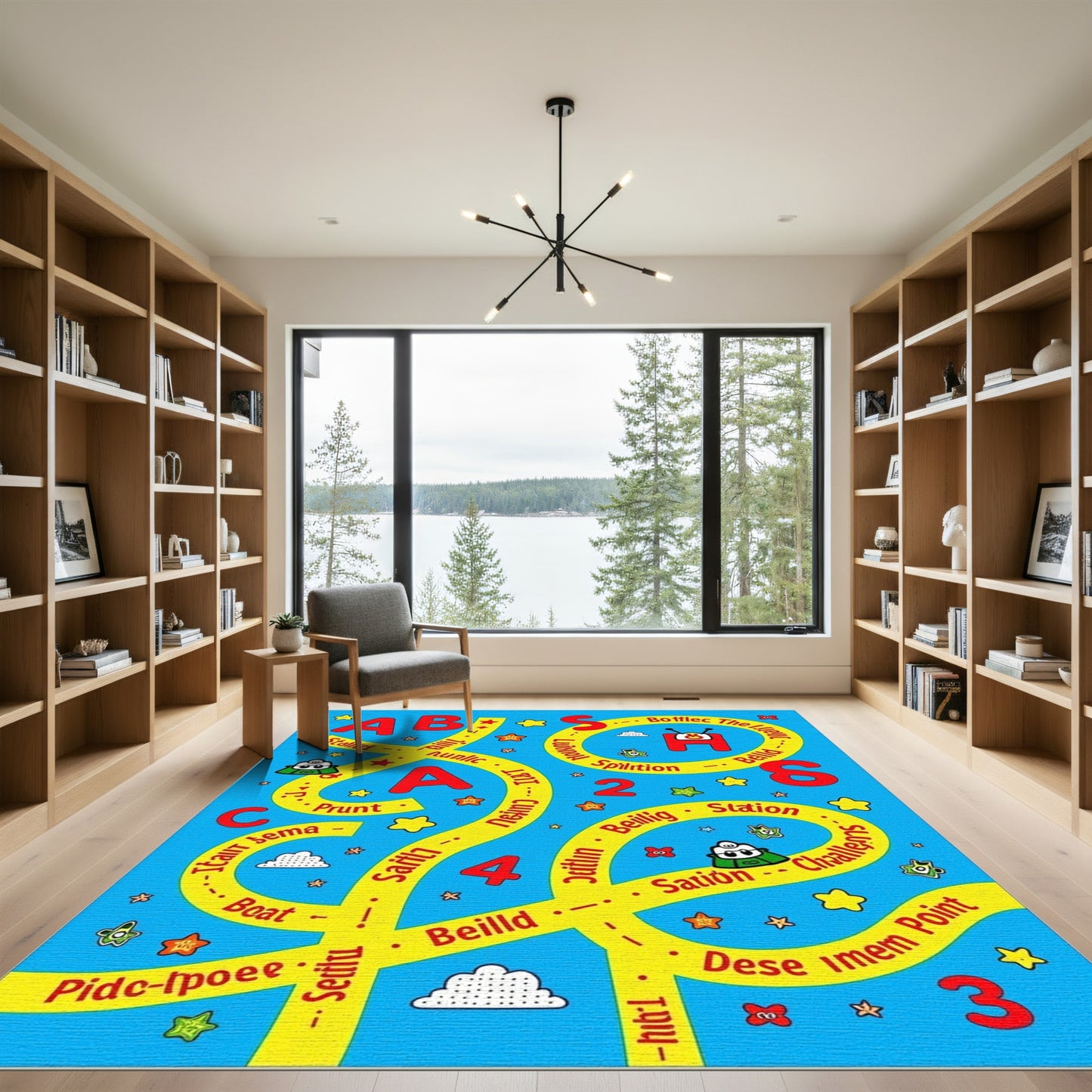 Alphabet Numbers Road Course Rug