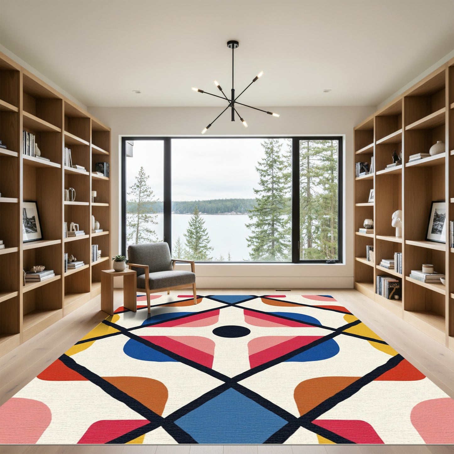 Bold Mondrian Diamond Graphic Rug