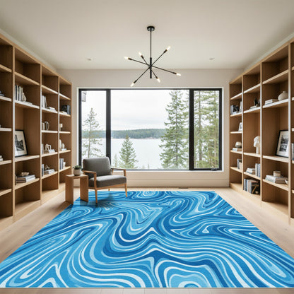 Brave Blue Swirling Tides Rug