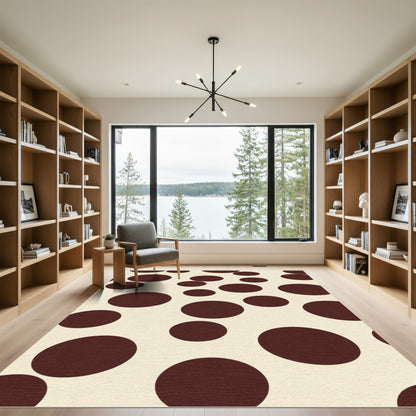 Brown Circles Cream Background Rug