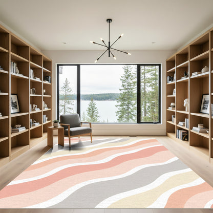 Soft Pastel Wavy Diagonal Lines Rug