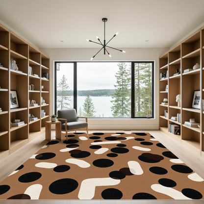Brown Beige Black Scattered Shapes Rug