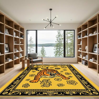 Bold Tiger Floral Art Rug