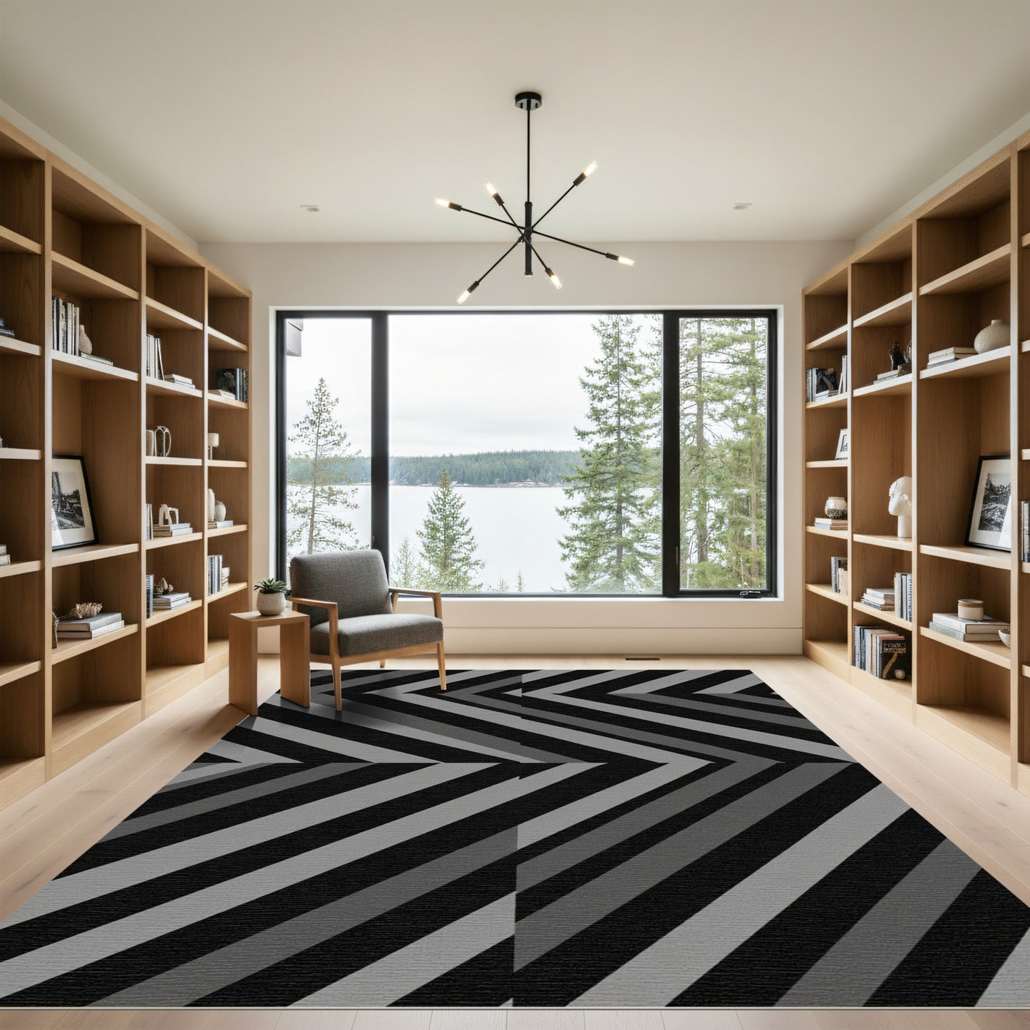 Monochromatic Chevron Stripe Rug