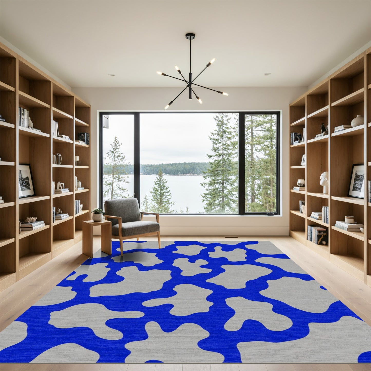 Cobalt Gray Abstract Irregular Zones Rug