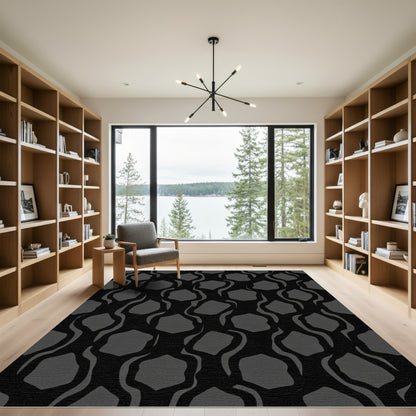 Dark Gray Organic Interlocking Forms Rug