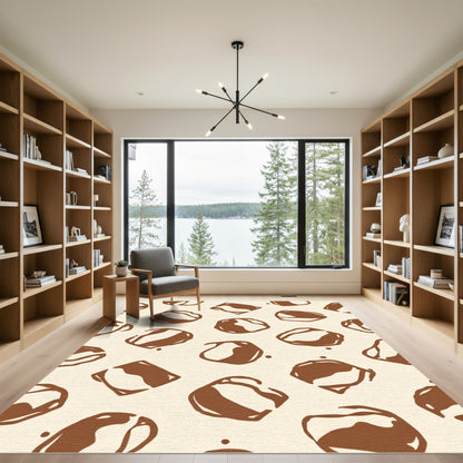 Brown Beige Abstract Organic Shapes Rug