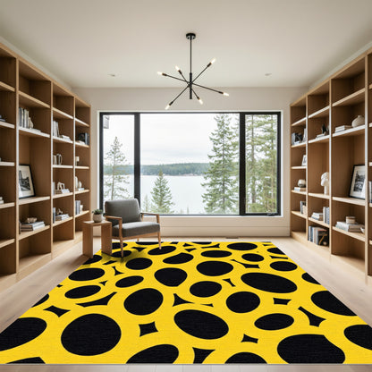 Golden Yellow Abstract Loops Rug
