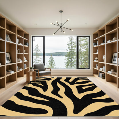 Bold Black Gold Zebra Stripe Rug