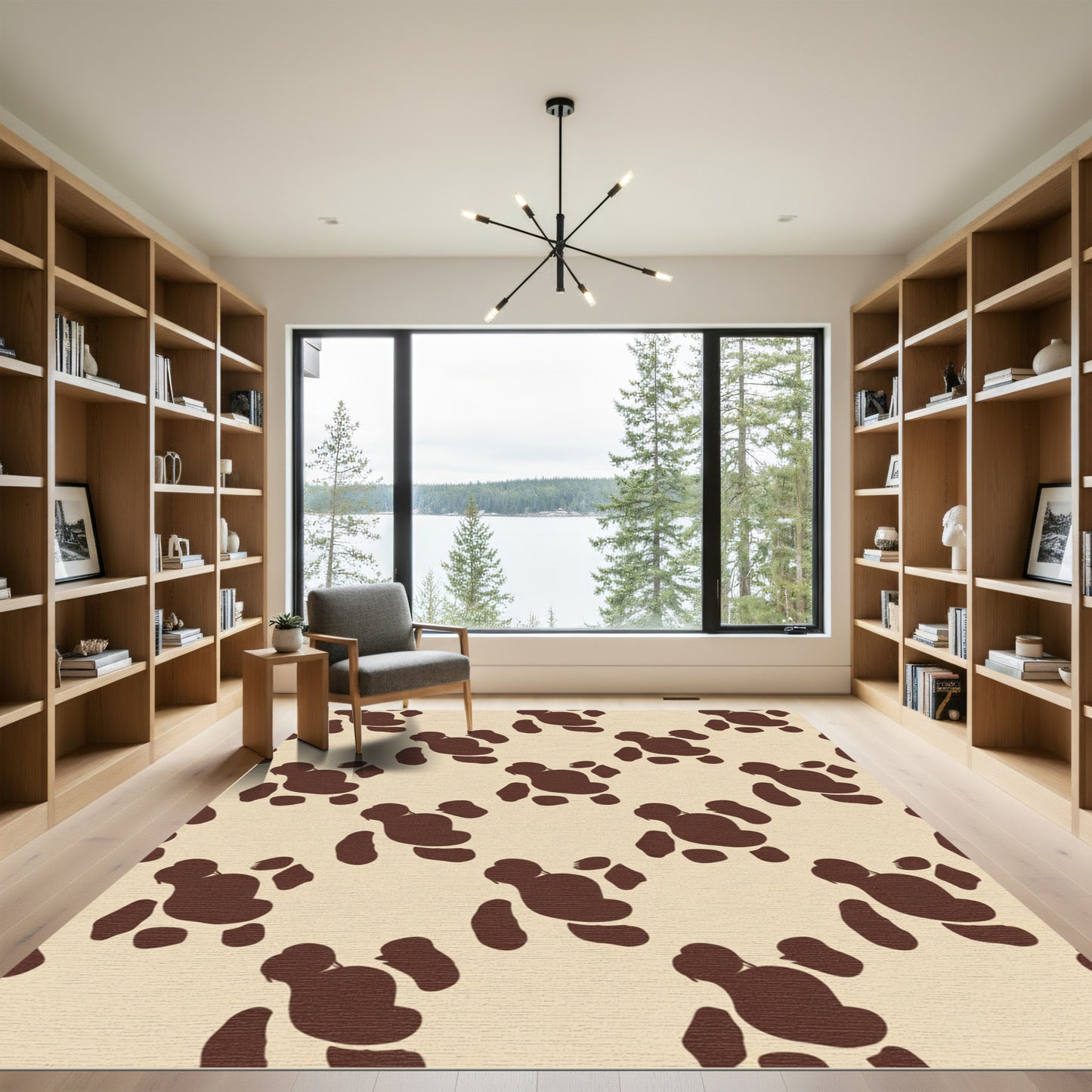 Brown Spotted Cream Abstract Shapes Rug