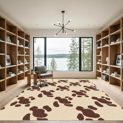 Brown Spotted Cream Abstract Shapes Rug