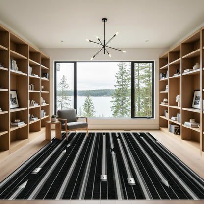 Monochrome Pencil Barcode Stripe Rug