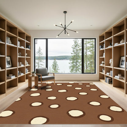 Brown Cream Scattered Circles Rug
