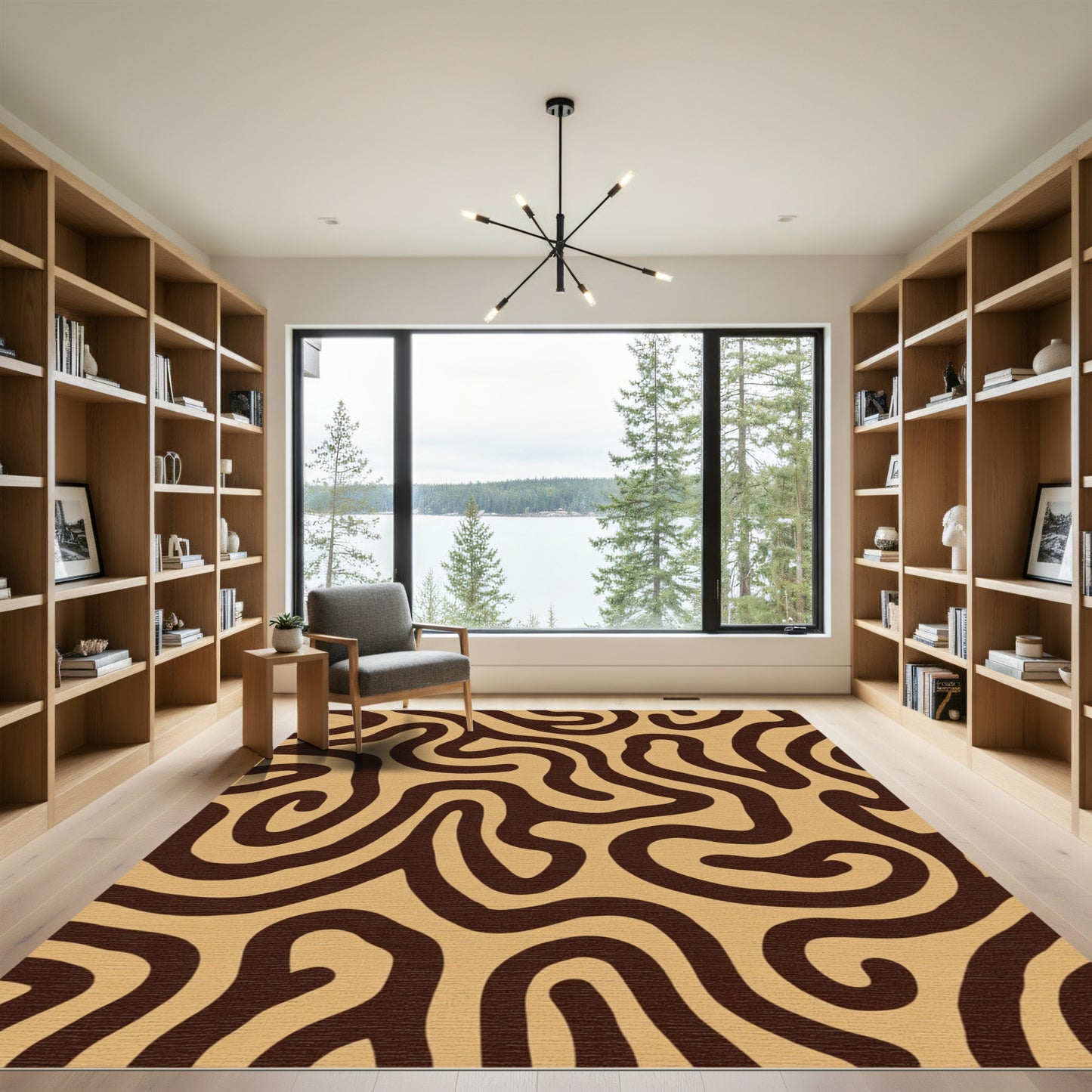 Caramel Brown Bold Swirl Rug