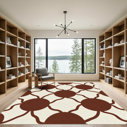 Warm Sienna Dot Vine Pattern Rug