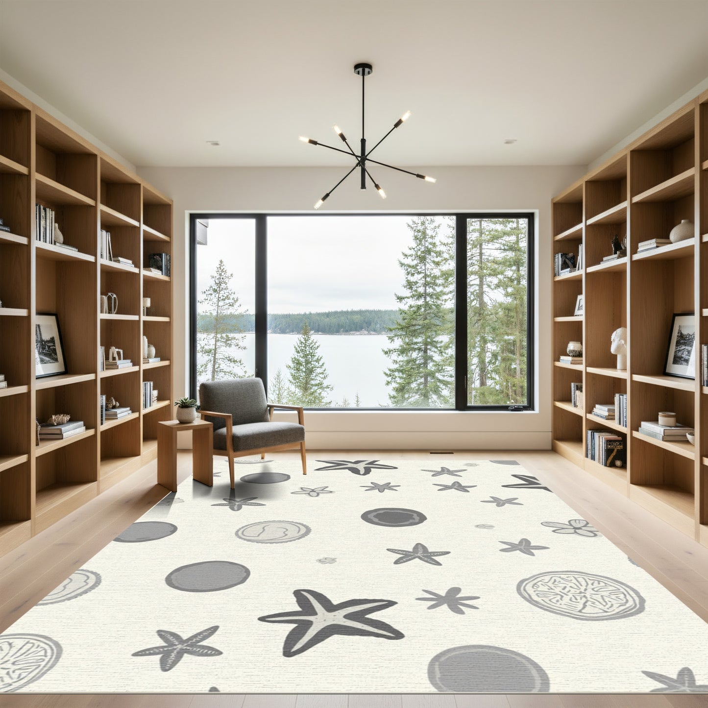 Grey Starfish Ocean Critter Scatter Rug