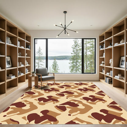 Earthy Brown Abstract Camouflage Rug