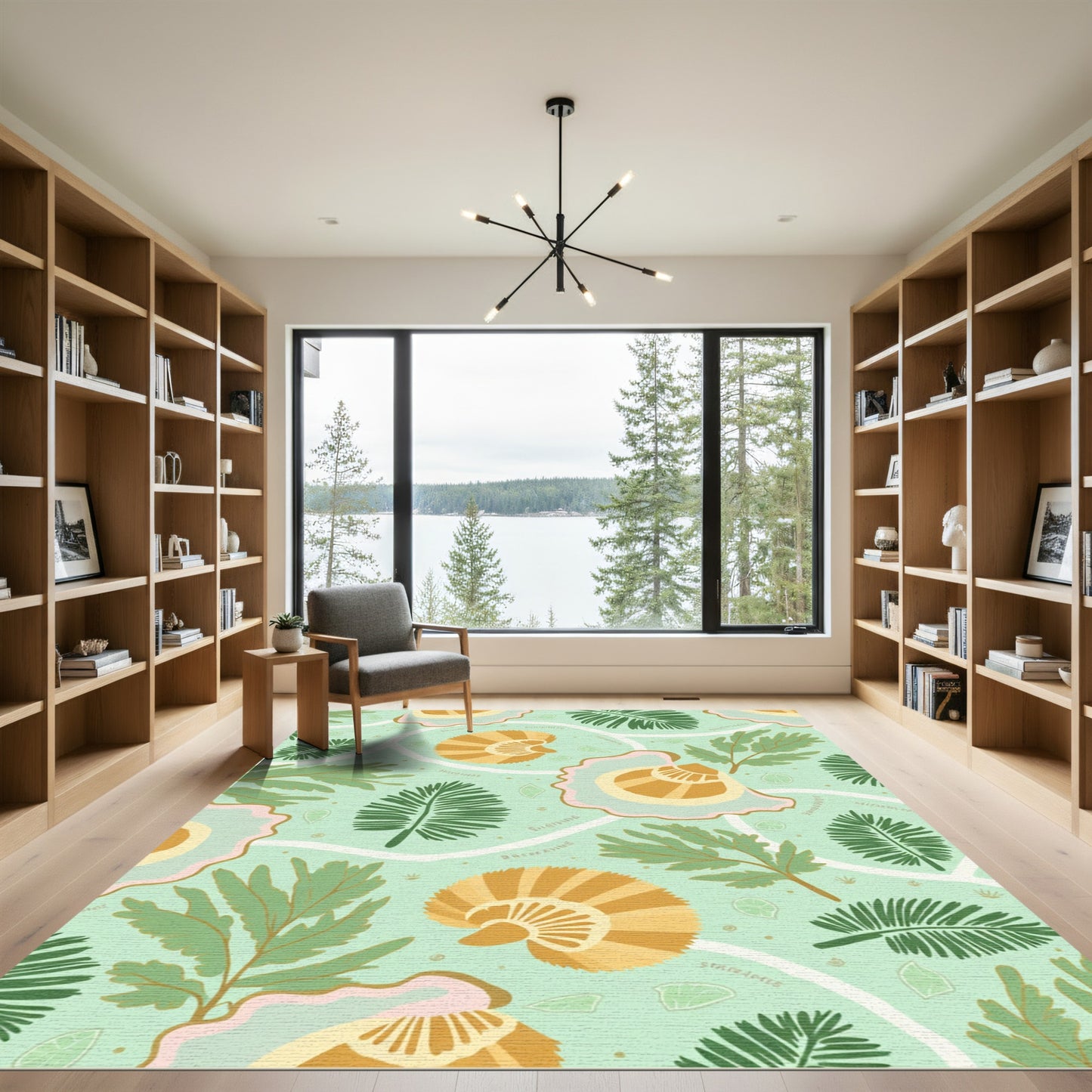 Seashell Botanical Terra Cotta Fern Rug