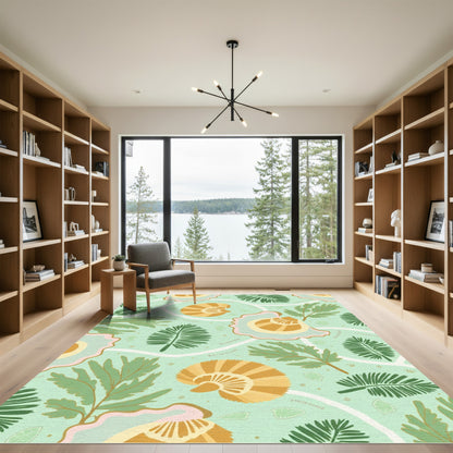 Seashell Botanical Terra Cotta Fern Rug
