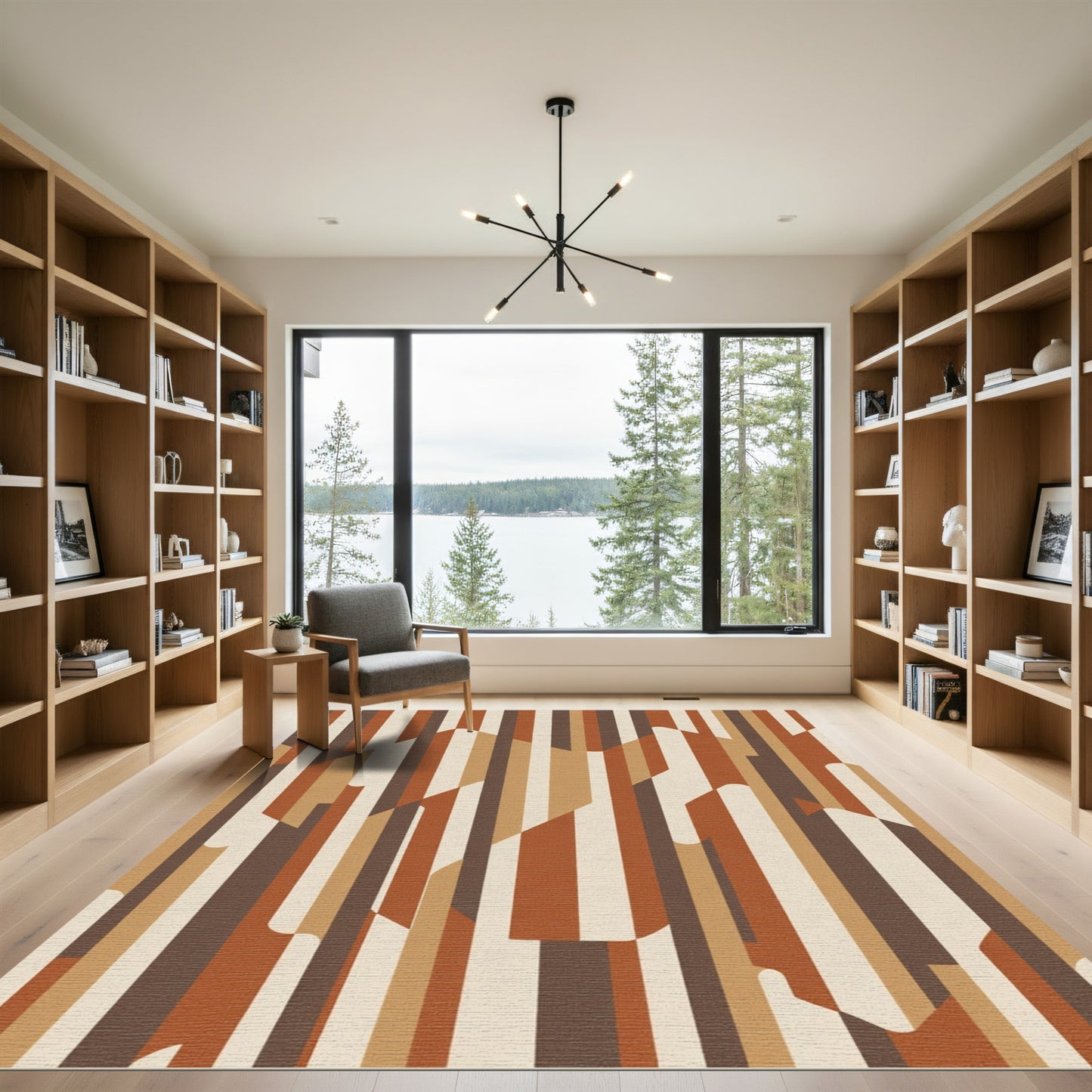 Earthy Abstract Vertical Stripe Shapes Rug