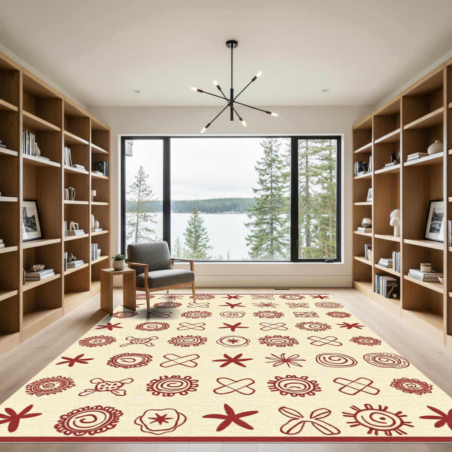 Rustic Red Sunburst Constellation Rug