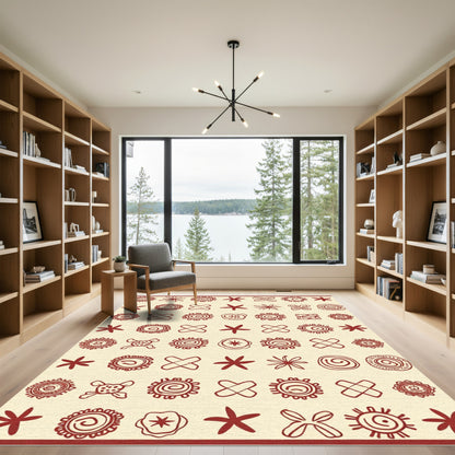Rustic Red Sunburst Constellation Rug