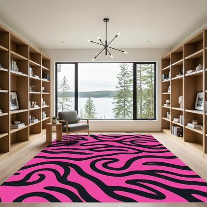 Vivid Hot Pink Zebra Swirl Rug