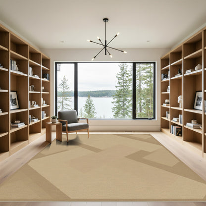 Modern Tan Geometric Overlay Rug