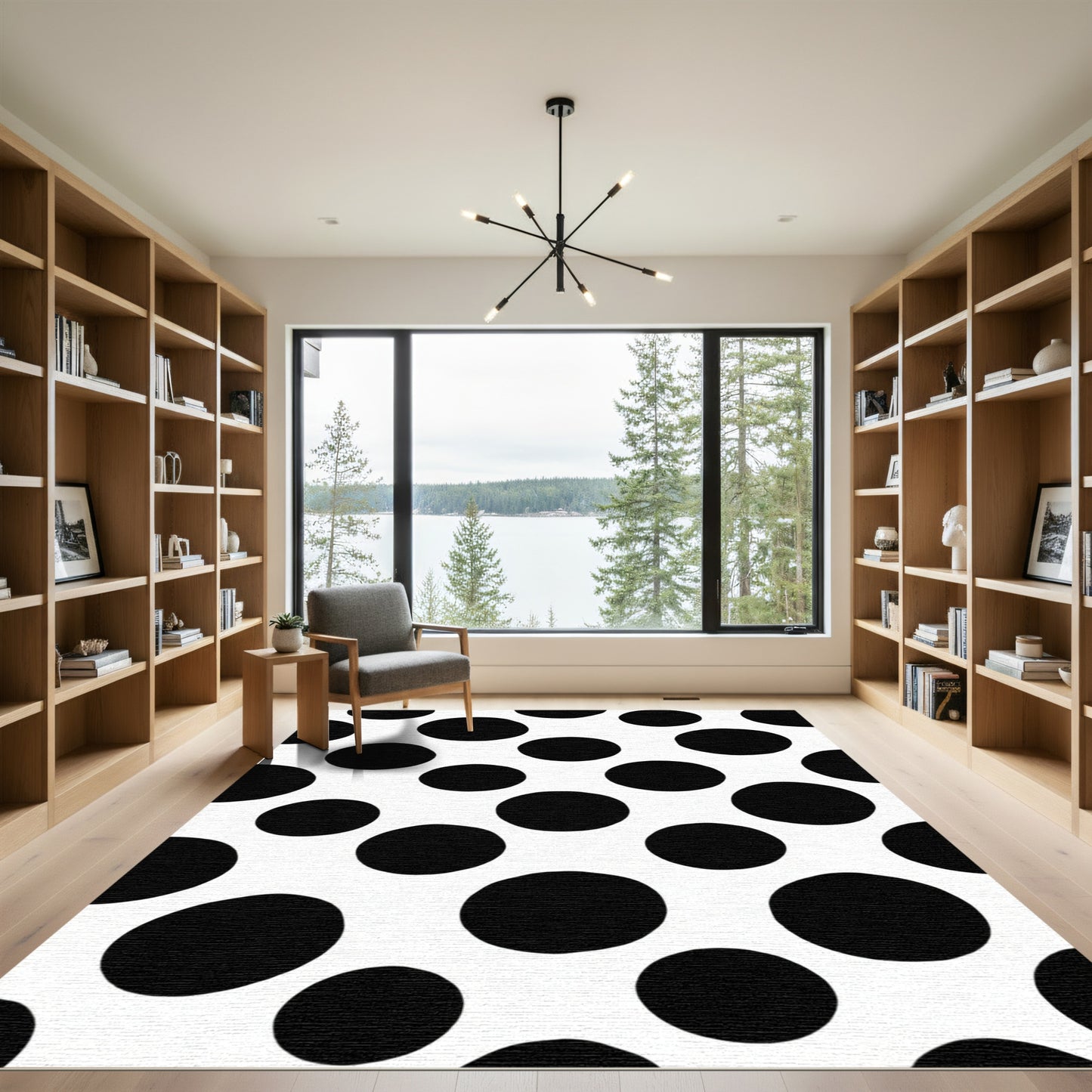Bold Black Polka Dot Background Rug
