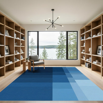 Deep Blue Geometric Gradient Rug