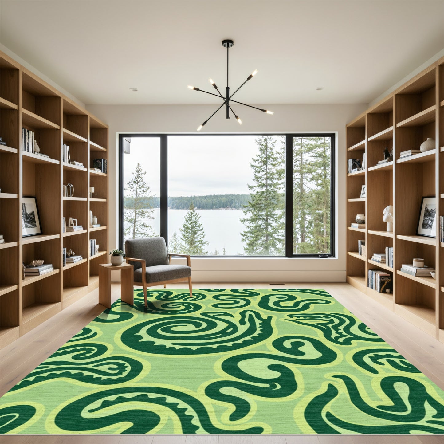 Shades of Green Serpent Swirl Rug