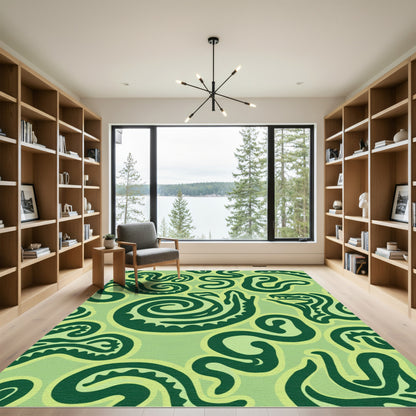 Shades of Green Serpent Swirl Rug