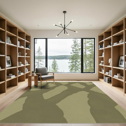 Olive Camouflage Abstract Intersecting Lines Rug