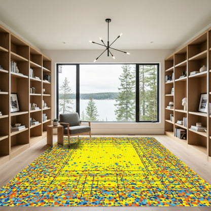 Vibrant Yellow Confetti Grid Rug