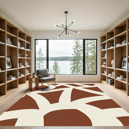 Modern Terracotta Curve Interlocking Rug