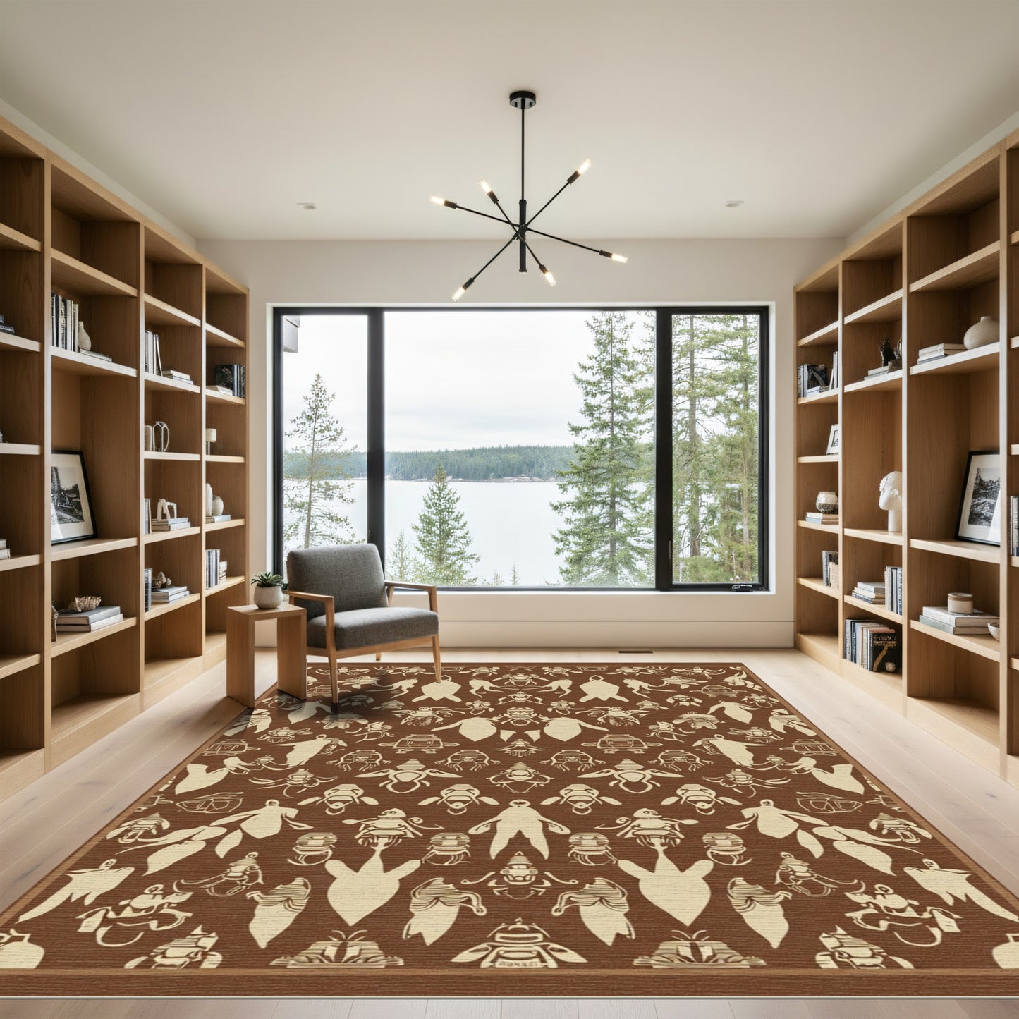 Brown Beige Ethereal Creature Repeat Rug