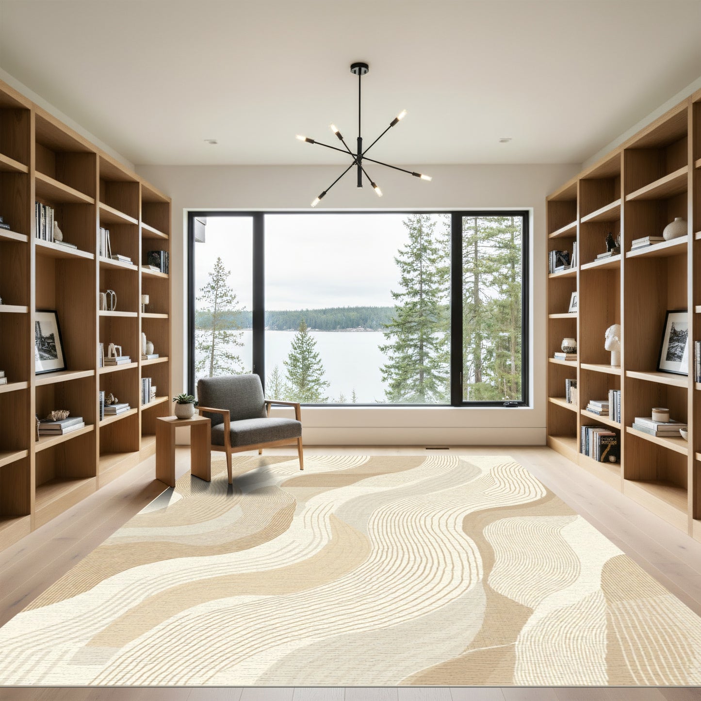 Neutral Organic Wave Lines Rug