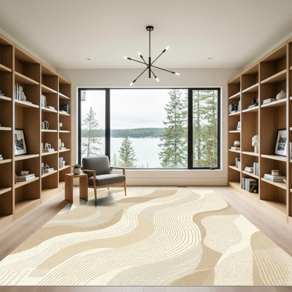 Neutral Organic Wave Lines Rug