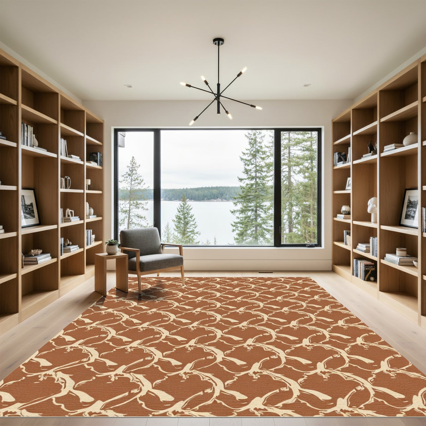 Earthy Brown Organic Swirl Rug