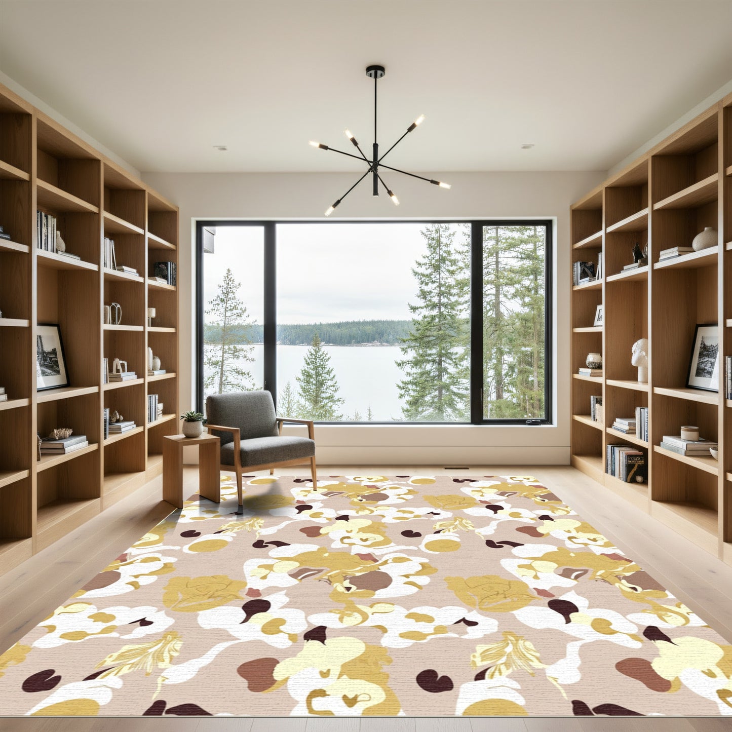 Earthy Abstract Cloud Bloom Rug