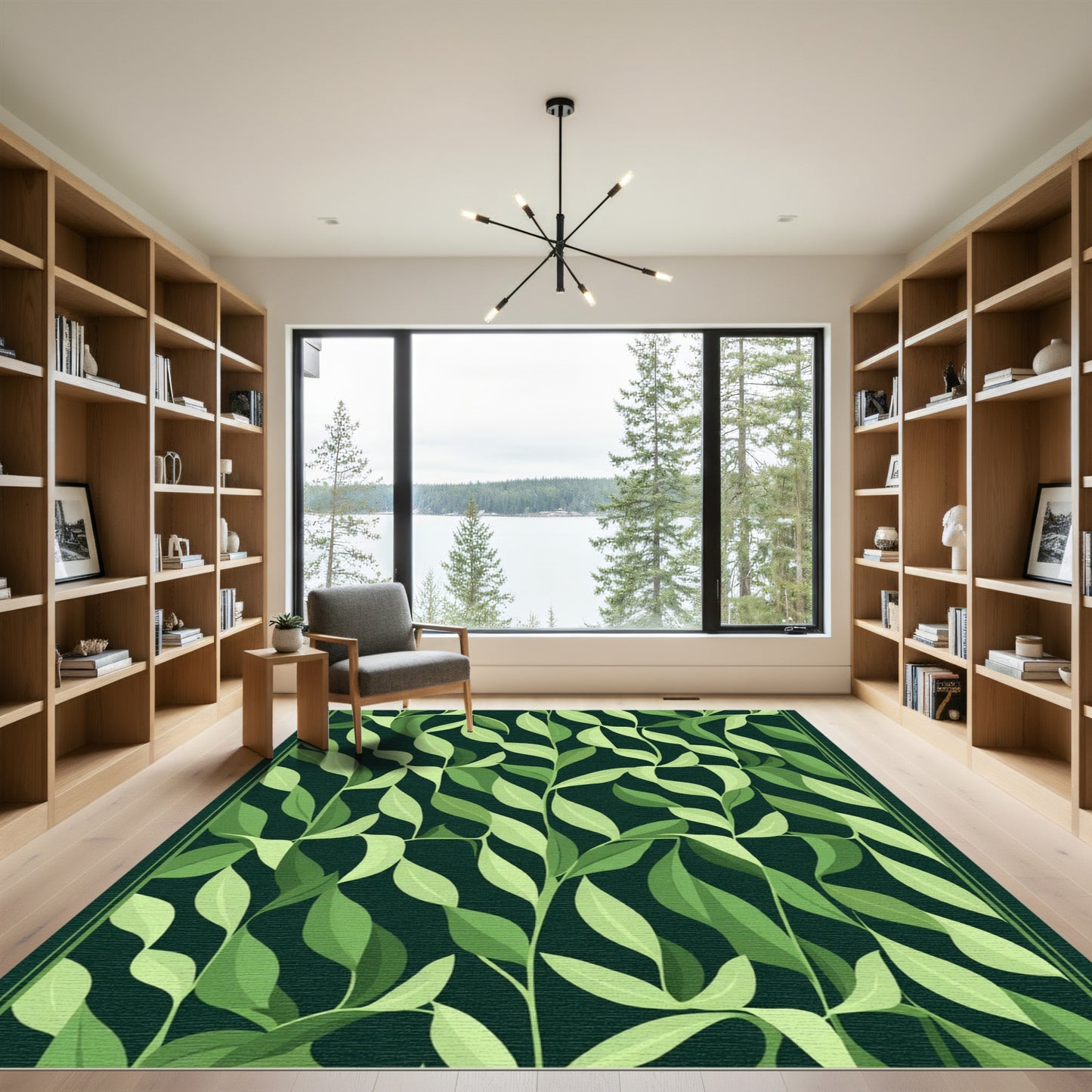 Verdant Green Leafy Vine Repetition Rug