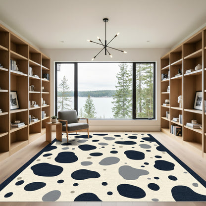 Cream and Charcoal Irregular Spots Rug