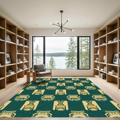 Emerald Gold Art Deco Floral Rug