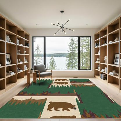 Woodland Bears Forest Trees Landscape Rug