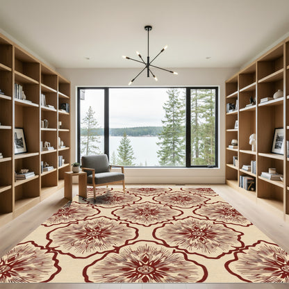Rich Burgundy Floral Medallion Rug