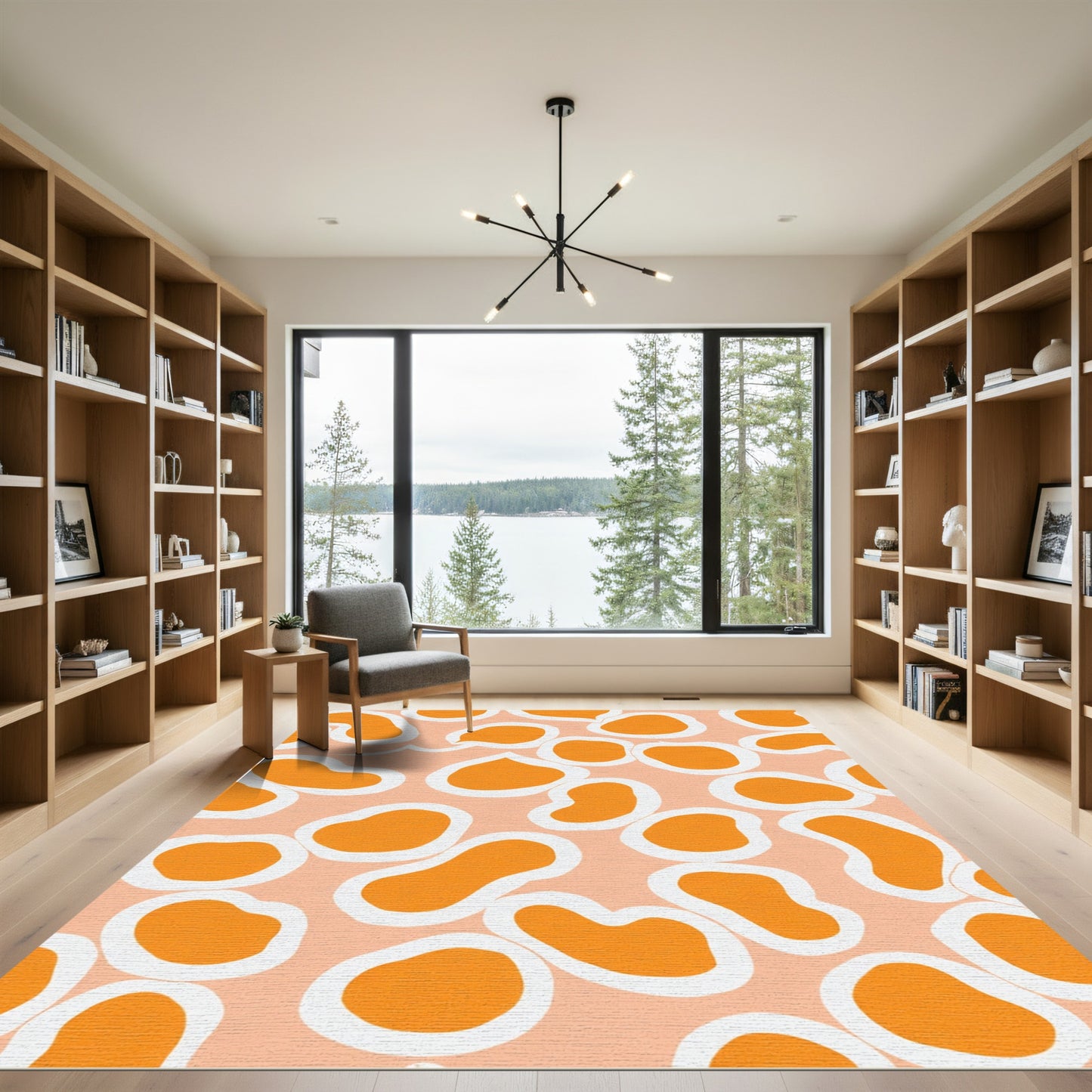 Coral Abstract Organic Blob Rug