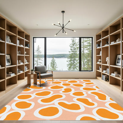 Coral Abstract Organic Blob Rug