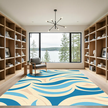 Coastal Ocean Wave Swirl Rug