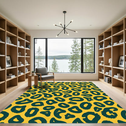 Bold Yellow Black Leopard Spots Rug