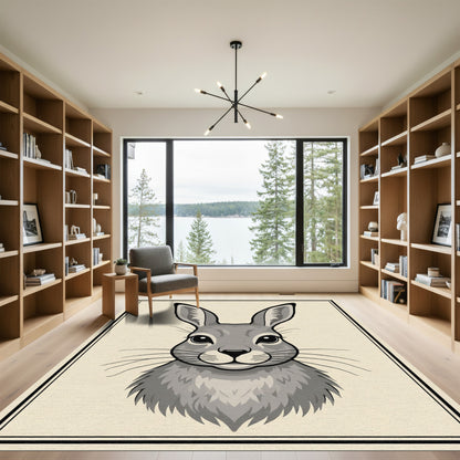 Whimsical Gray Hare Portrait Rug
